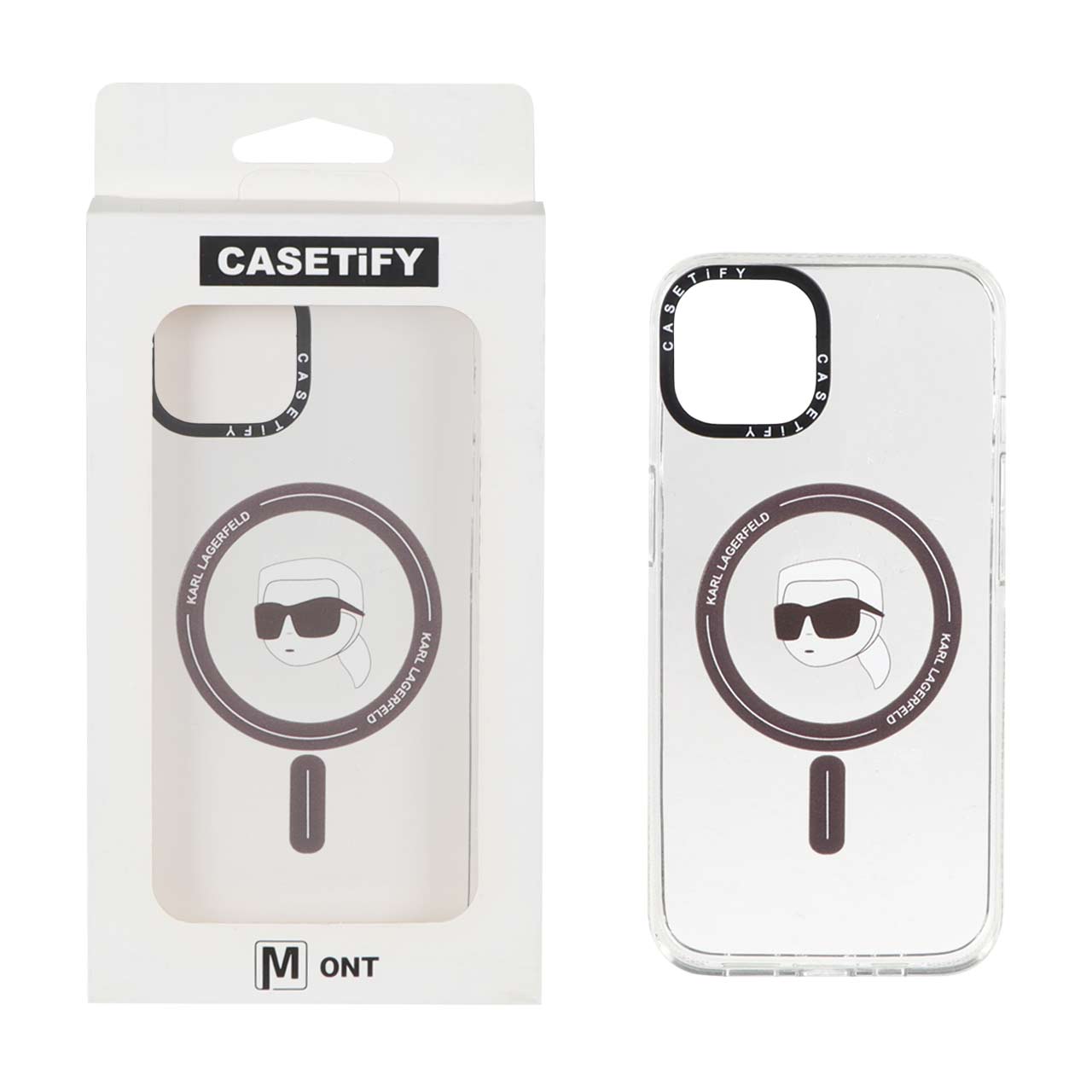 قاب طرح کارل لاگرفلد مگ سیف شفاف Casetify مناسب برای آیفون 13 و آیفون 14