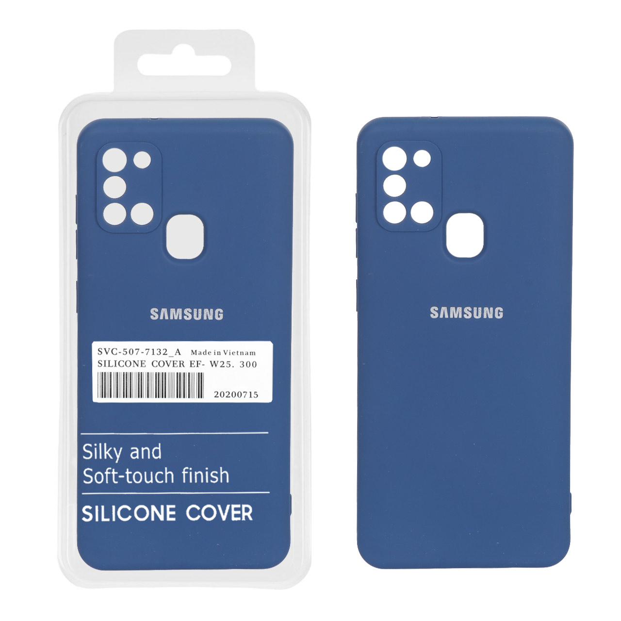 قاب نیو سیلیکون محافظ لنزدار RFF مدل Samsung Galaxy A21s - آبی تیره (پک دار)