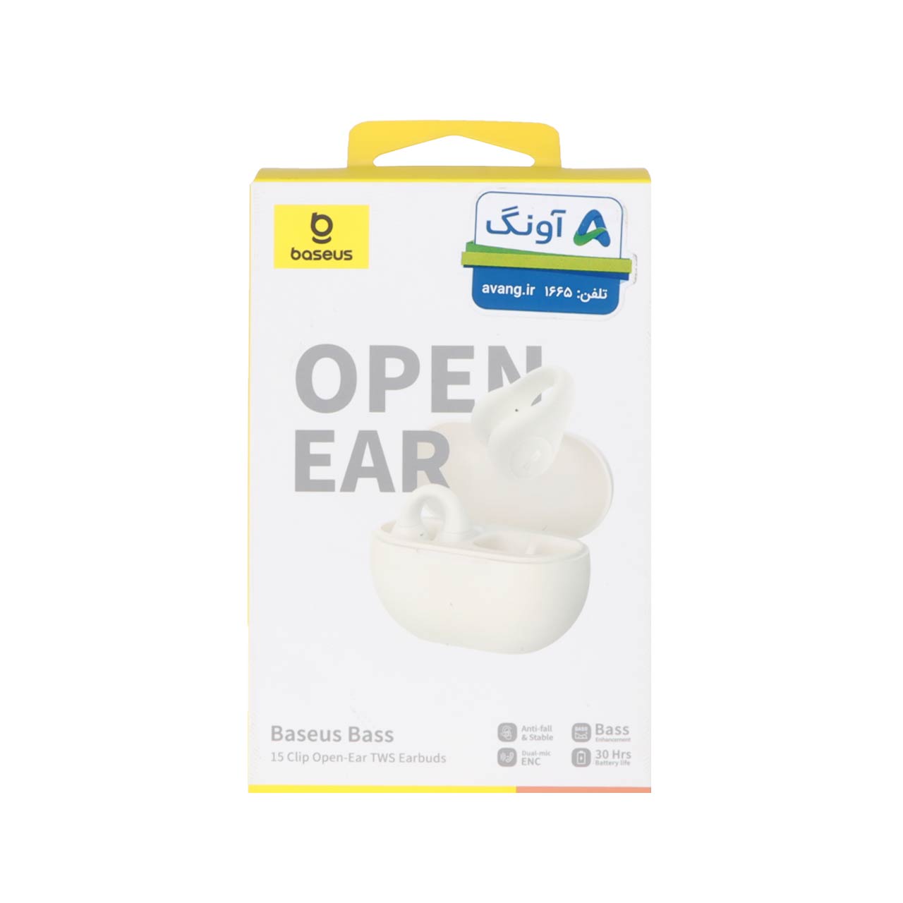 ایرفون بی سیم Baseus مدل Bass 15 Clip Open-Ear - سفید