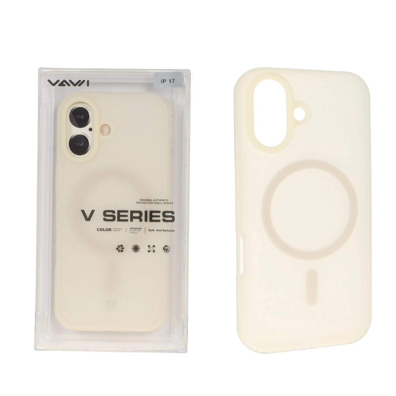 قاب سیلیکونی مگ سیف VAWI مدل V Series آیفون 17 کرم