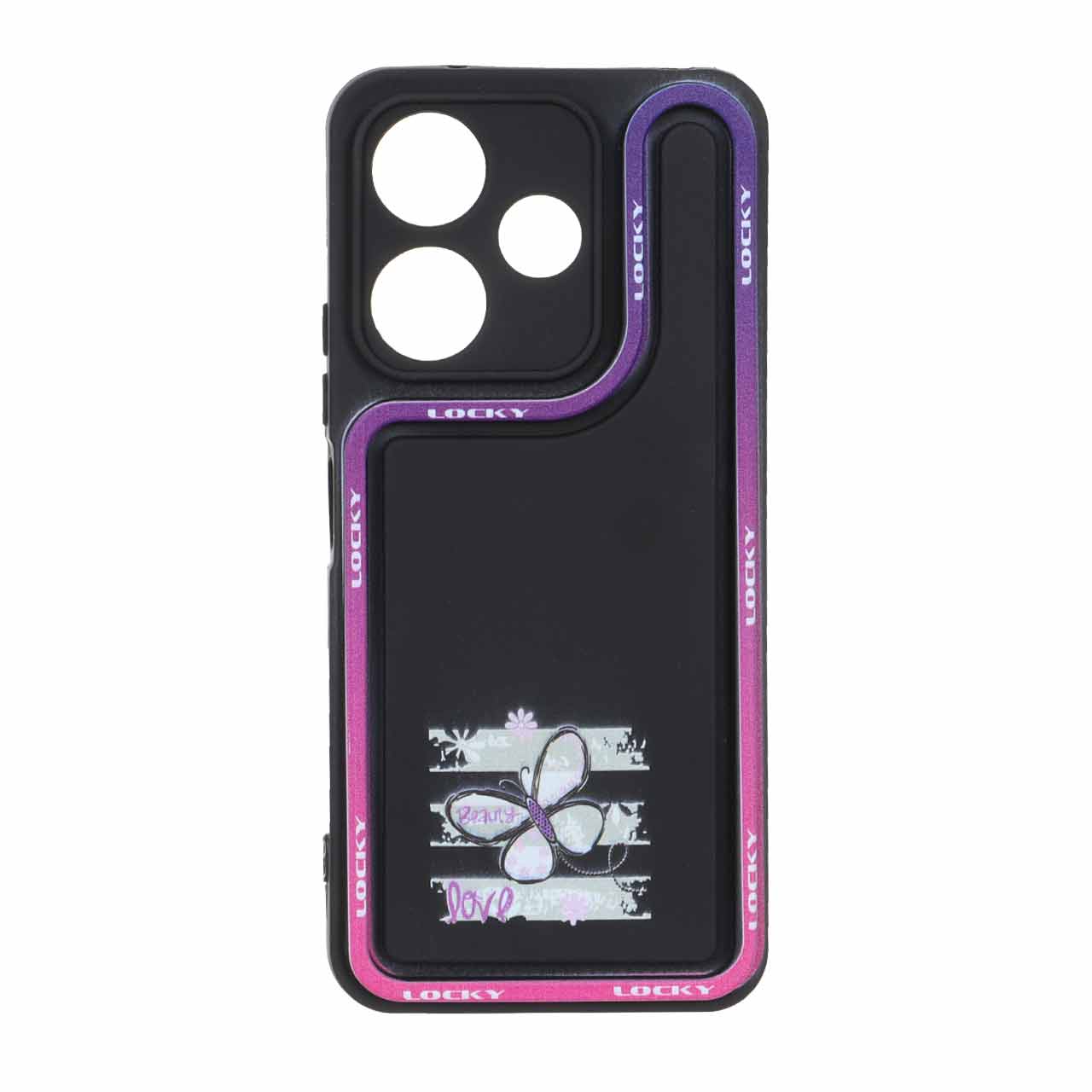 قاب Solid Case طرح پروانه و کلمات LUCKY مناسب برای شیائومی ردمی 13X، ردمی 13 4G و پوکو M6 4G