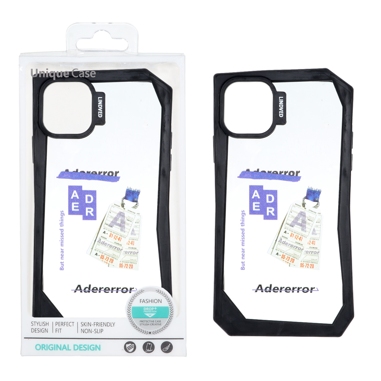 قاب Lindved شفاف طرح Adverror مناسب برای Apple iPhone 15 و Apple iPhone 14 و Apple iPhone 13