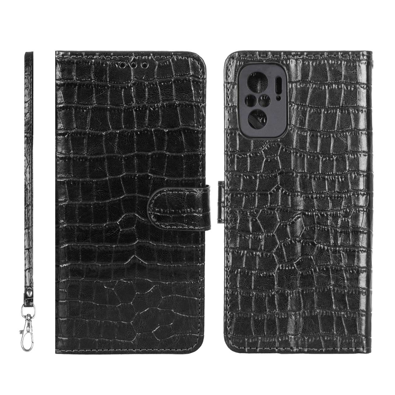 کیف موبایل مگنتی چرمی طرح کروکودیل MNC رنگ مشکی مناسب برای شیائومی ردمی نوت 10 4G، ردمی نوت 10S و پوکو M5S