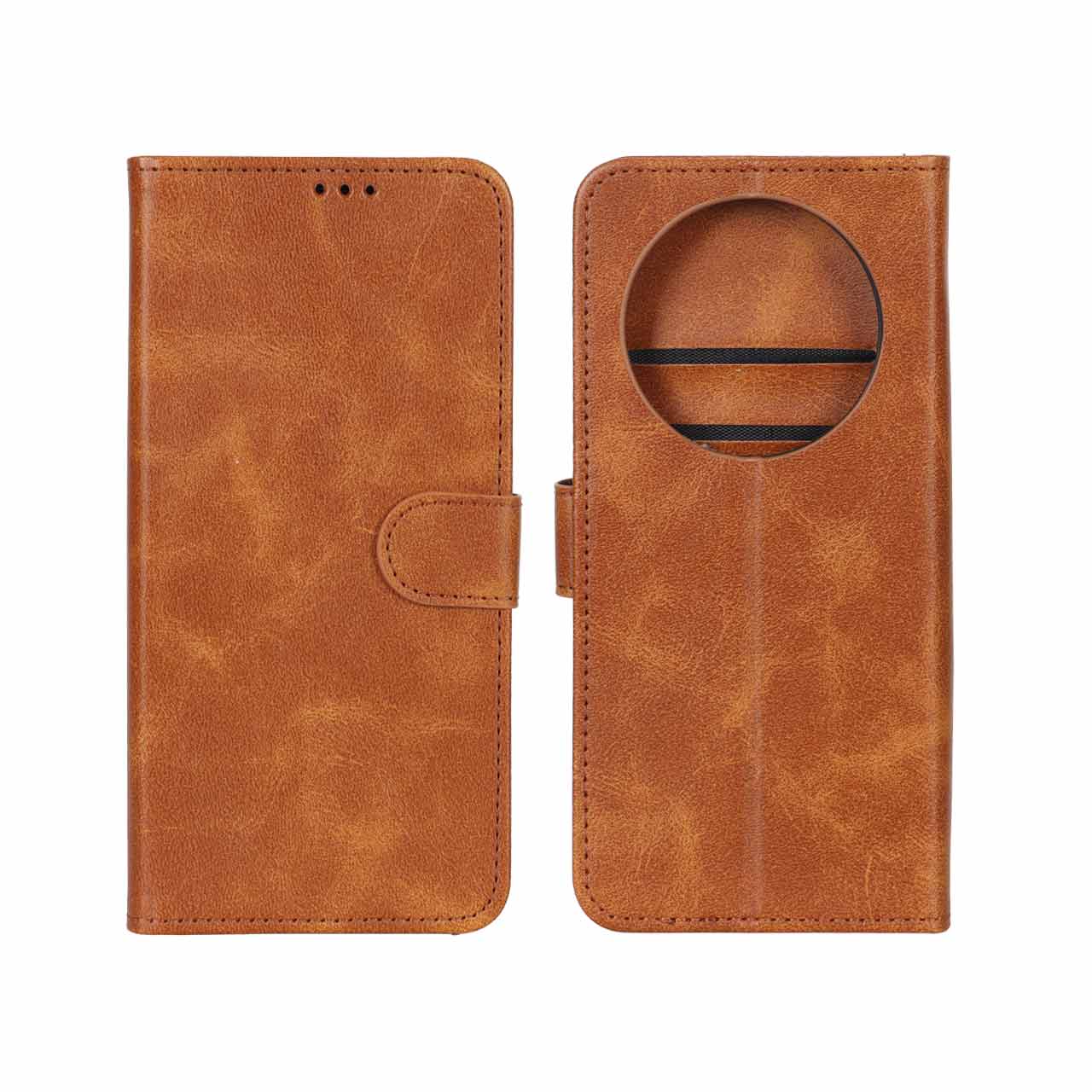 کیف موبایل مگنتی چرمی عسلی مناسب برای Honor X9c