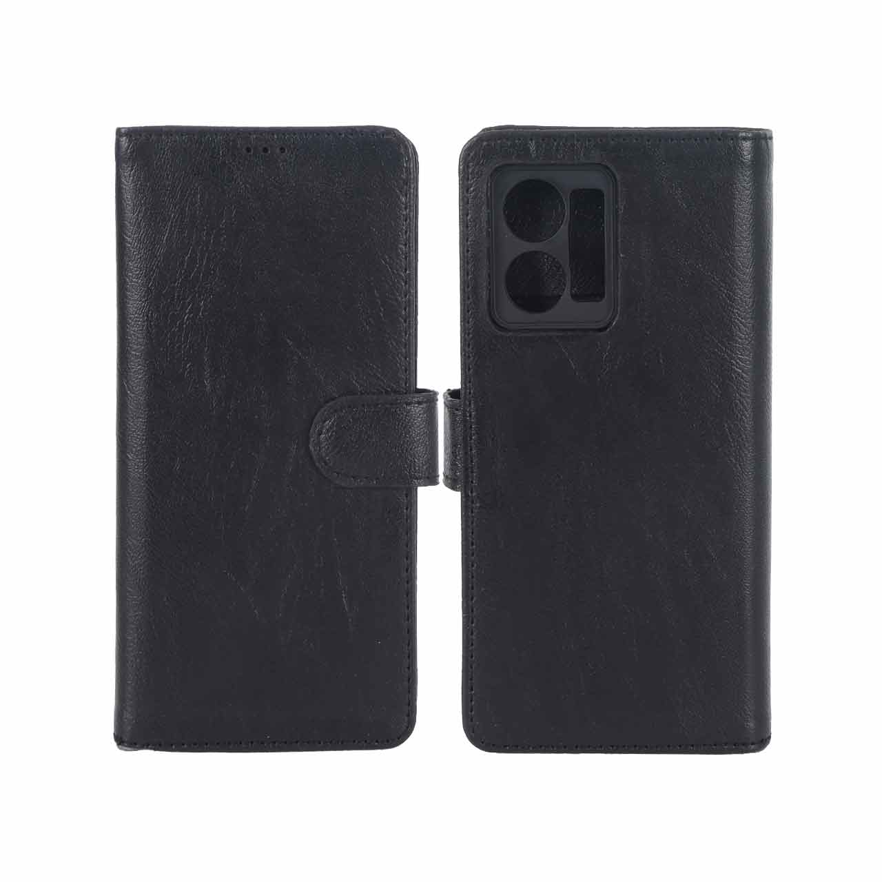 کیف موبایل چرمی مگنتی محافظ لنزدار Xiaomi Redmi Note 12 4G - مشکی کد 1