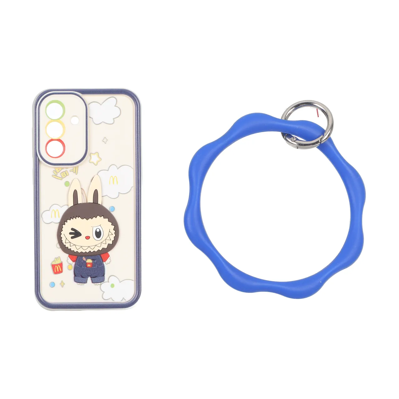 قاب Solid Case عروسک برجسته النگویی محافظ لنز رنگی Samsung Galaxy A56 / A36 - طرح 619