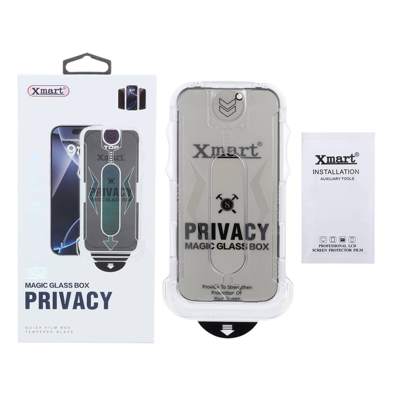 محافظ صفحه نمایش شیشه‌ای حریم شخصی XMART Magic Glass Box مناسب برای آیفون 17