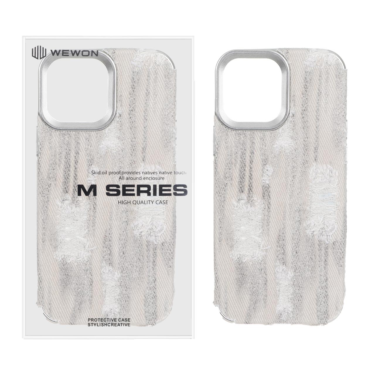قاب Wewon طرح جیر زاپ دار Apple iPhone 13 Pro Max - طرح 4 (پک دار) - MPS
