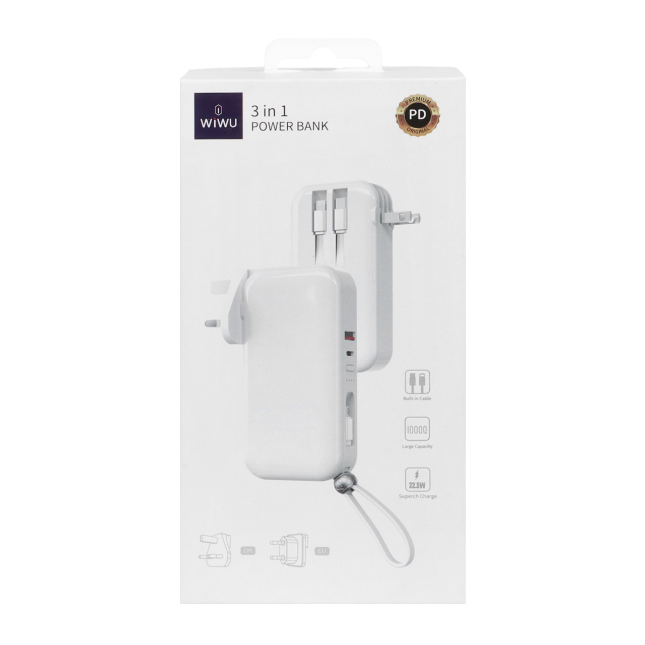 پاوربانک 22.5 وات (PD و فست شارژ) Wiwu 10000mAh مدل JC-23 - سفید