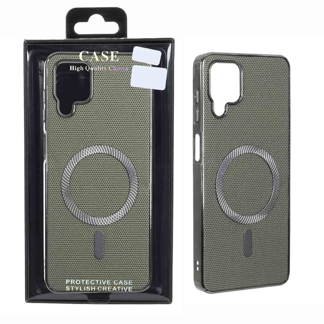 قاب طرح سوزنی MagSafe فلزی دور براق سبز مناسب برای سامسونگ گلکسی A12 / M12 / F12