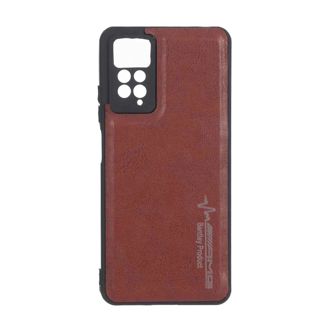 قاب طرح چرم AMG محافظ لنزدار Xiaomi Redmi Note 12 Pro 4G / Redmi Note 11 Pro - قهوه ای