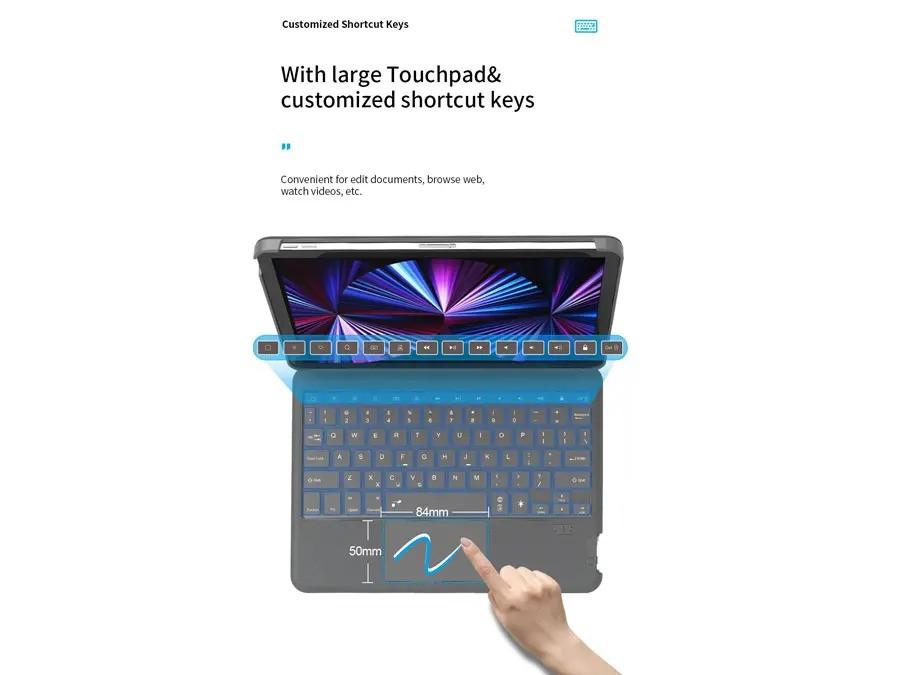 کاور کیبورد دار مغناطیسی بی سیم آیپد 10.2 و 10.5 اینچ ویوو WiWU Combo Keyboard iPad 10.2&10.5