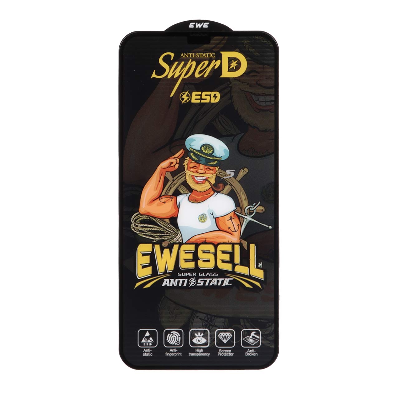 محافظ صفحه نمایش شیشه‌ای فول کاور Super D ESD Ewesell مناسب برای آیفون X Max / XS Max / 11 Pro Max