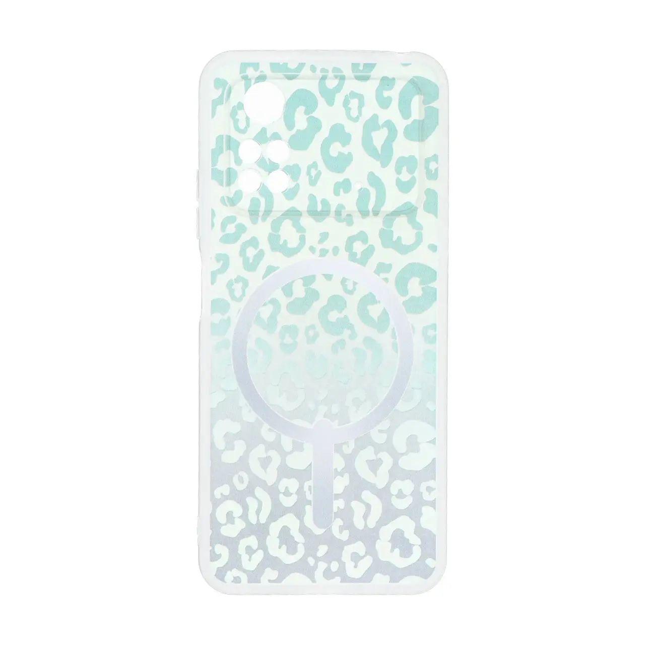 قاب ژله ای پلنگی طرح مگ سیف دور مات محافظ لنزدار Xiaomi Poco M4 Pro 4G - سبز
