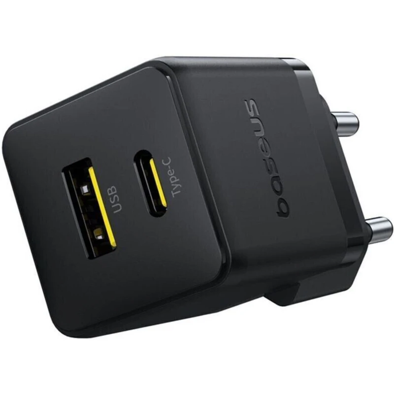 شارژر دیواری فست شارژ بیسوس مدل Palm 30W با دو پورت Type-C و USB - مشکی
