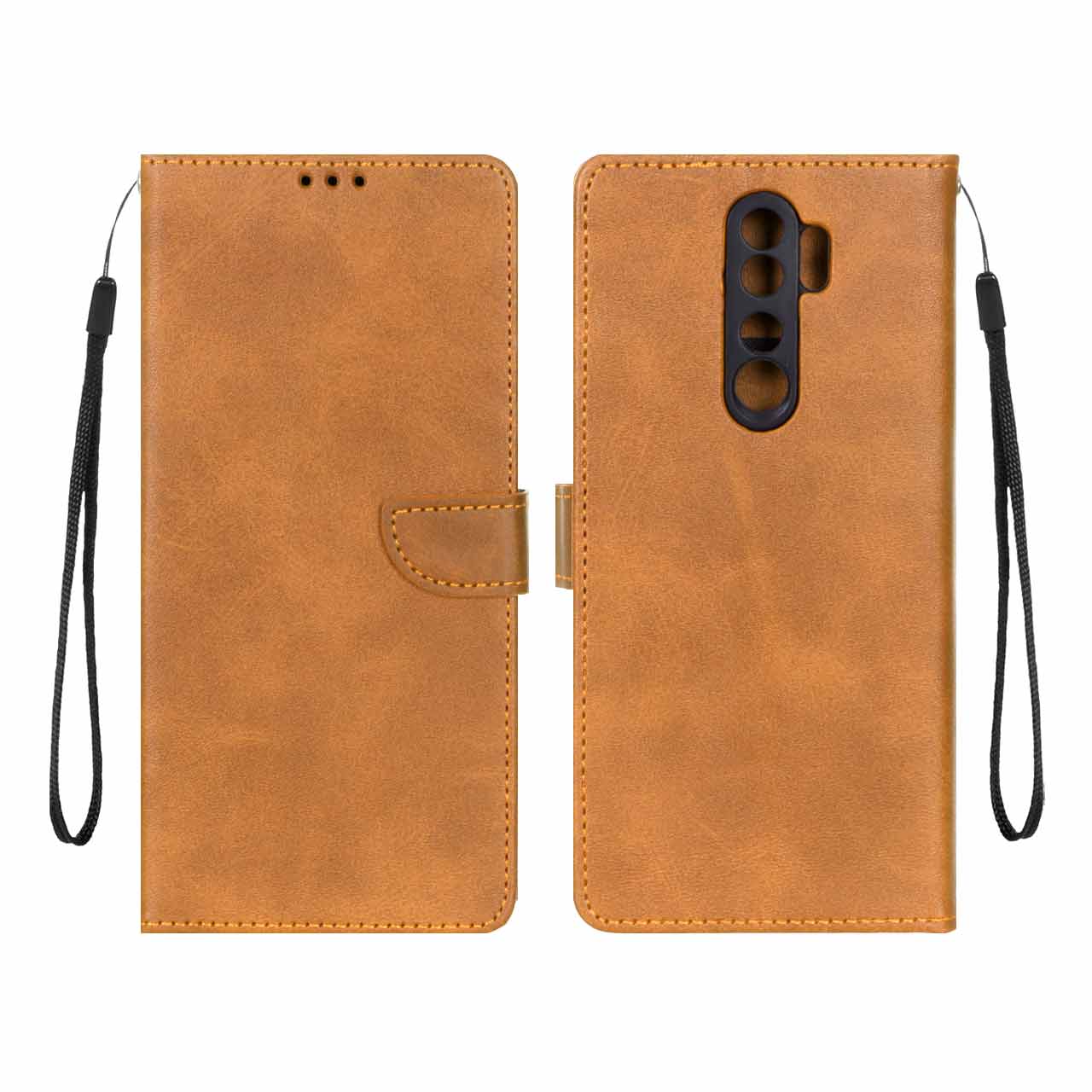 کیف چرمی موبایل مگنتی محافظ لنزدار Xiaomi Redmi Note 8 Pro - عسلی