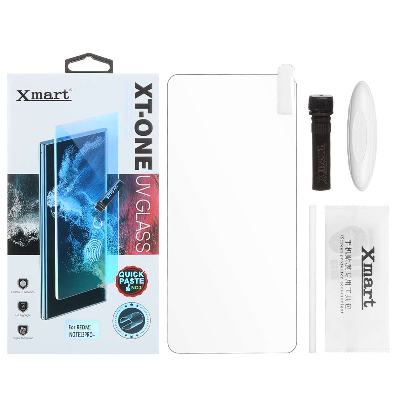 محافظ صفحه نمایش شیشه ای XMART - UV مدل Xiaomi Redmi Note 14 Pro 5G / Note 14 Pro Plus 5G / Note 13 Pro Plus 5G / Poco X7 5G (پک دار)
