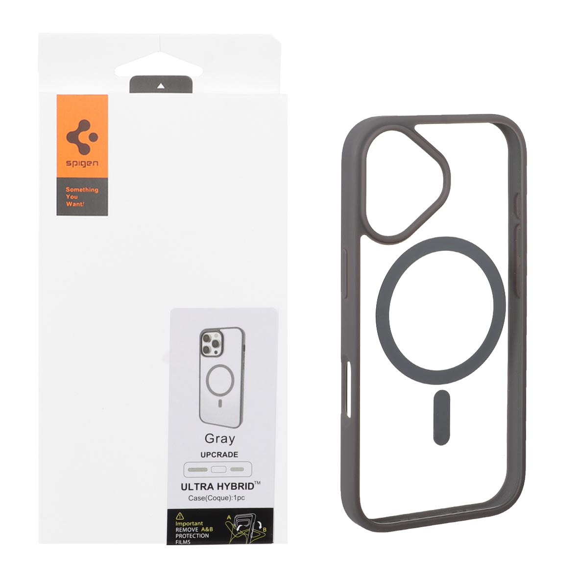 قاب مگ سیف Spigen مدل Ultra Hybrid برای Apple iPhone 17 - طوسی با توری اسپیکر فلزی