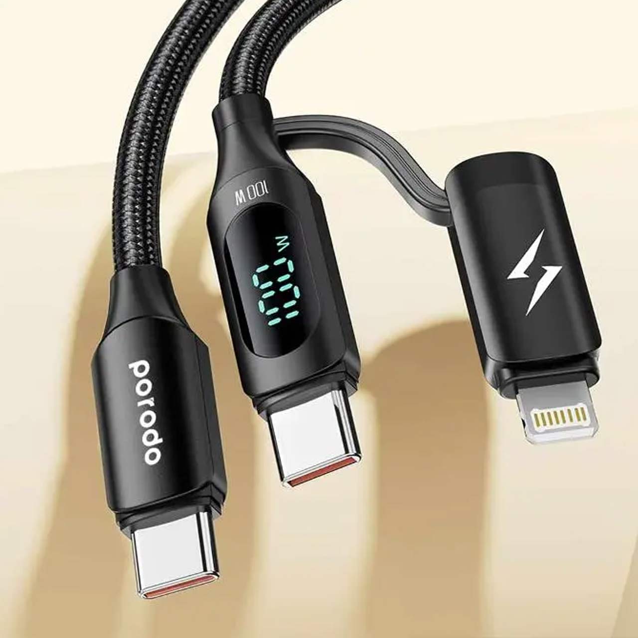 کابل شارژ PD و فست دوکاره Porodo مدل PD-2N1C2CL
