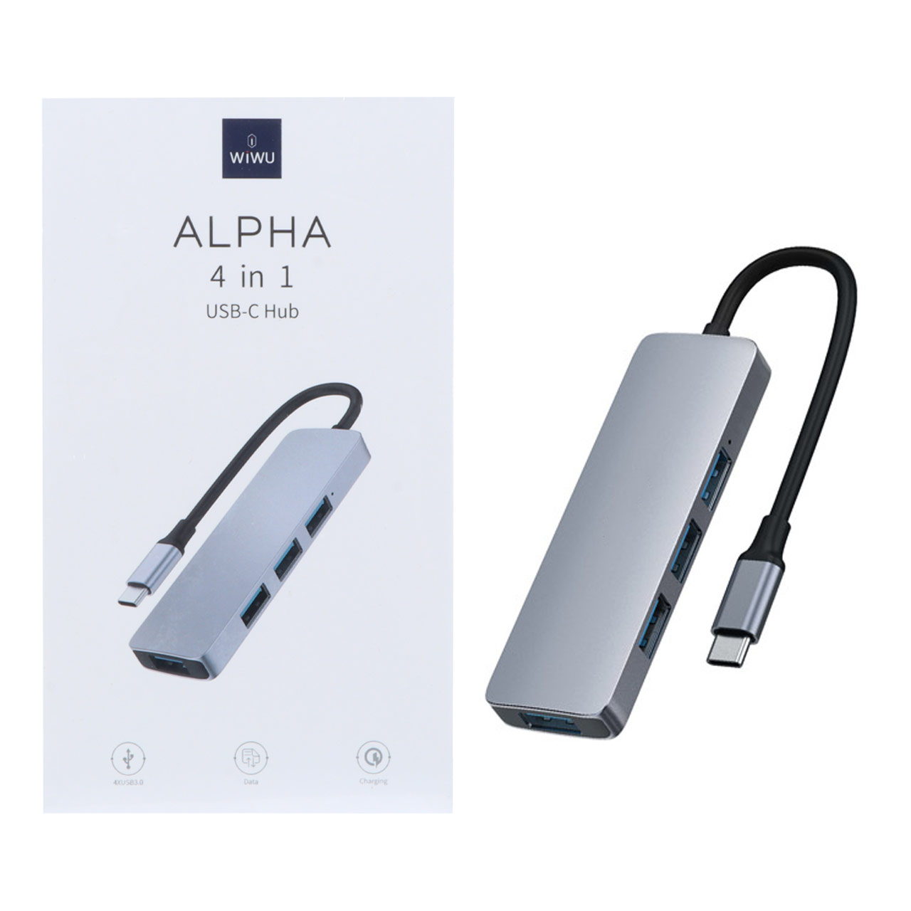 هاب 4 پورت Wiwu Type-C مدل A440 Pro - خاکستری