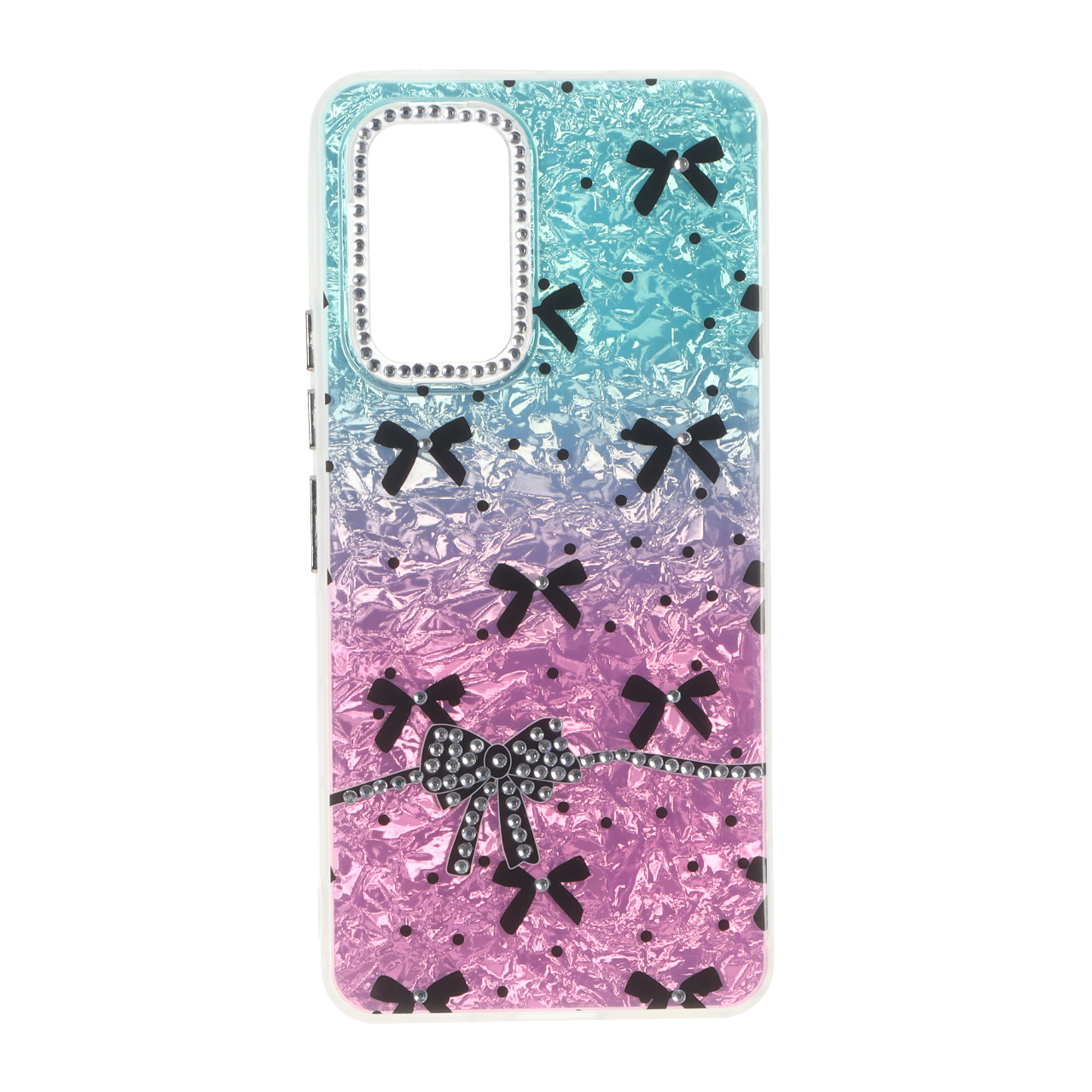 قاب ice پاپیونی نگین دار دور مات Samsung Galaxy A53 - سبزآبی صورتی