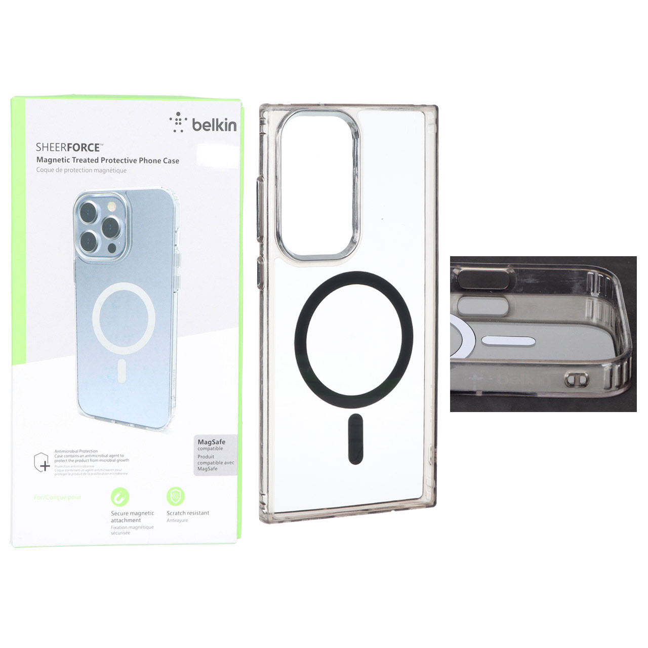 قاب اورجینال belkin شفاف Magsafe مدل Samsung Galaxy S23 Ultra - مشکی (پک دار)