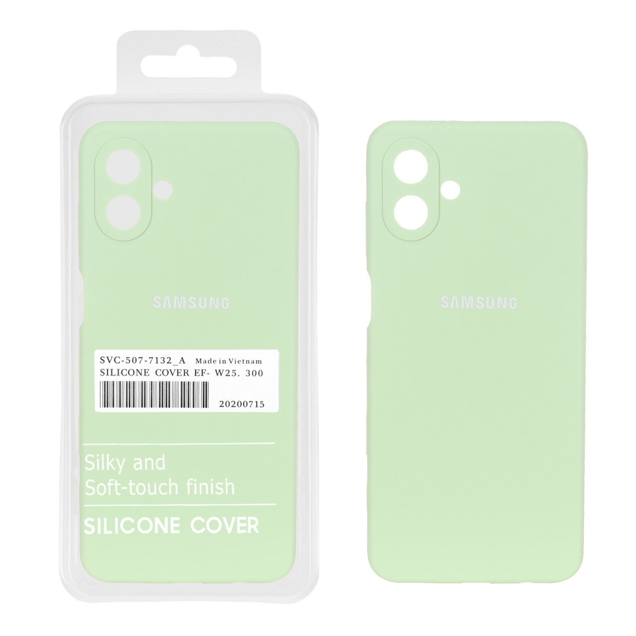 قاب سیلیکونی پاک کنی اورجینال درجه یک Samsung Galaxy A07 - سبز مغز پسته ای (پک دار)