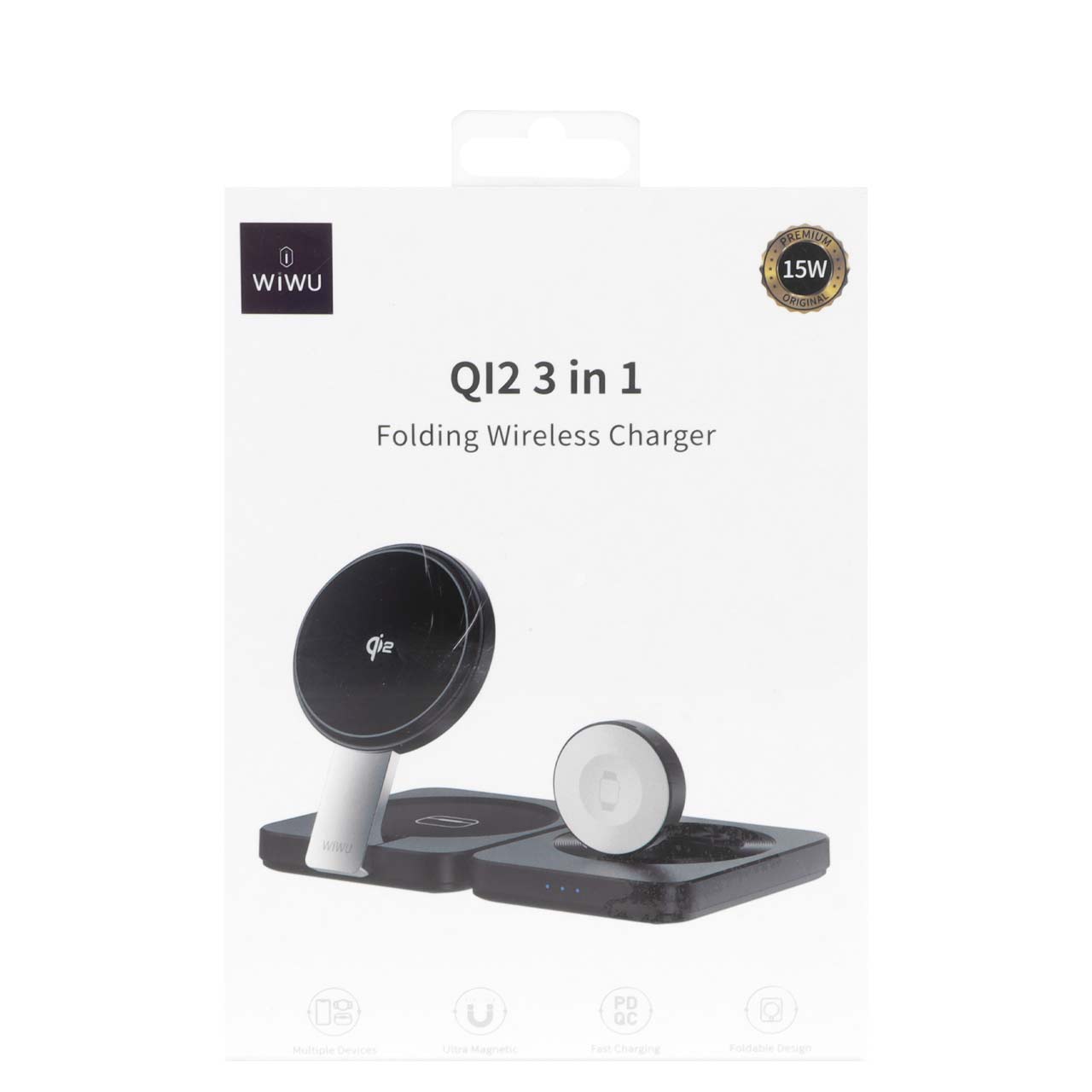 شارژر وایرلس سه کاره Wiwu مدل QI2 Wi-W028 - مشکی