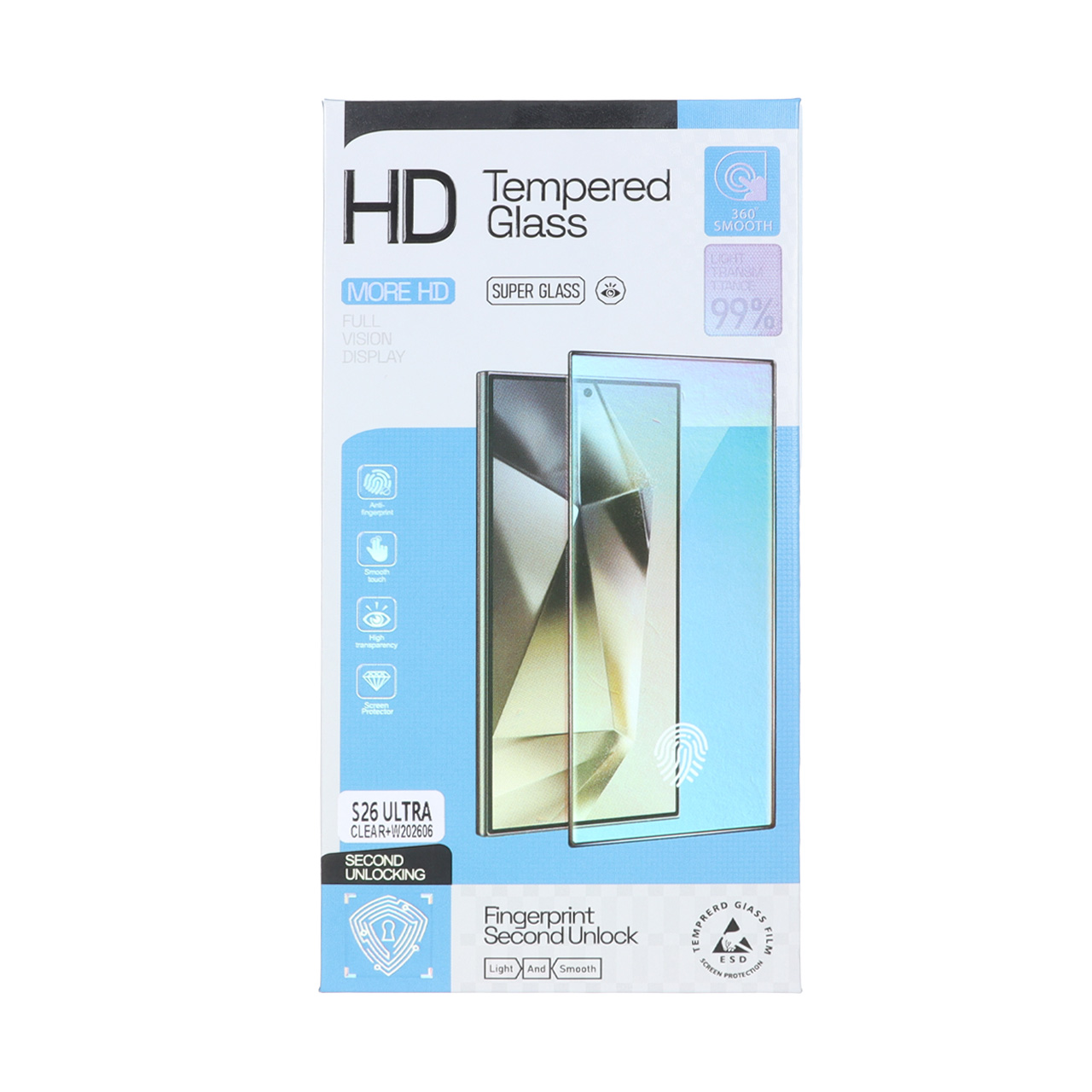 محافظ صفحه نمایش شیشه ای خمیده فول چسب More HD ESD مناسب برای سامسونگ گلکسی S26 Ultra
