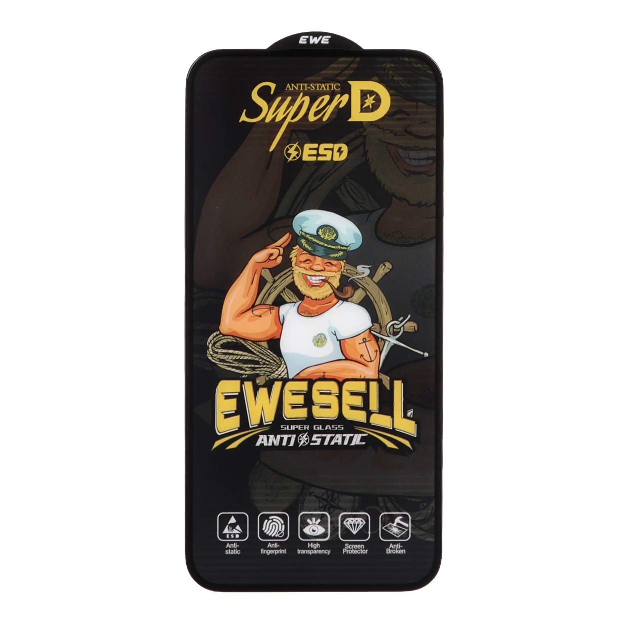 محافظ صفحه نمایش شیشه‌ای فول کاور Super D Ewesell مناسب برای آیفون 15 پرو مکس