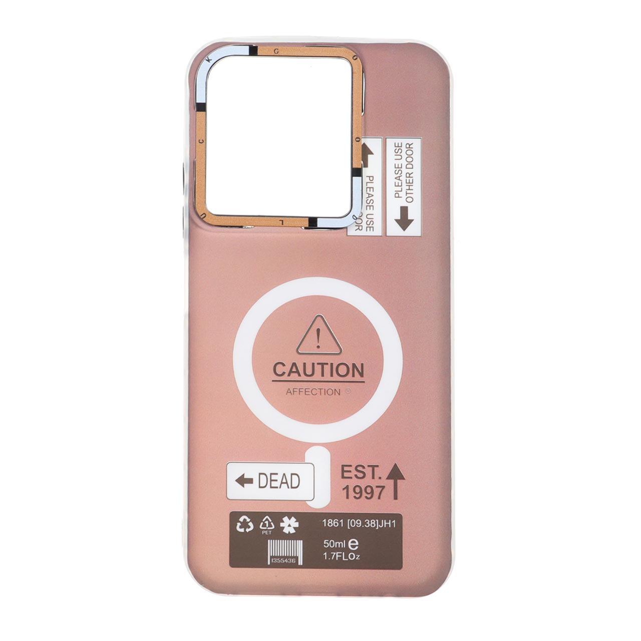 قاب طرح Caution دور مات مگ‌سیف مناسب برای شیائومی ردمی 15C و پوکو C85