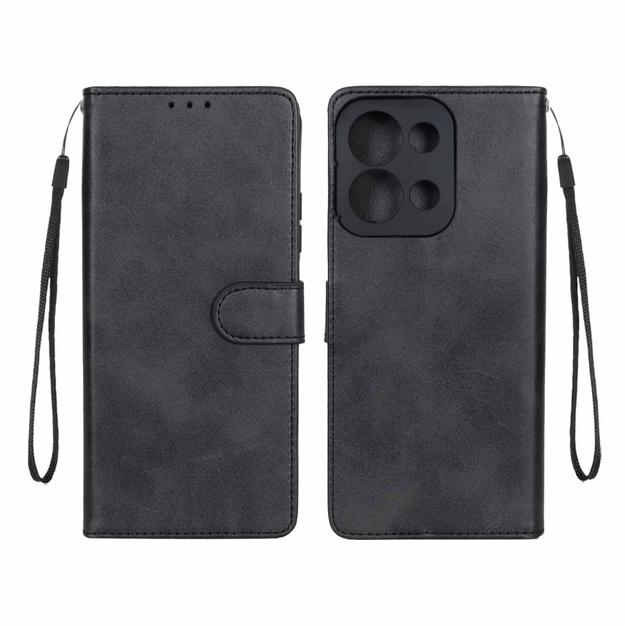 کیف موبایل مگنتی طرح چرم مناسب برای شیائومی ردمی 15C و پوکو C85 - مشکی
