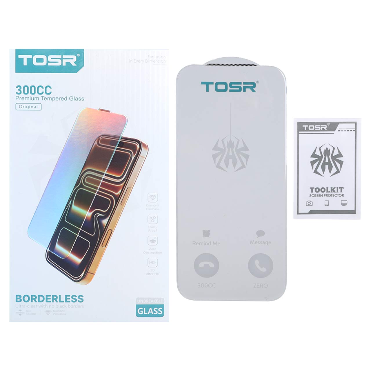 محافظ صفحه نمایش شیشه ای اورجینال TOSR 300CC بدون حاشیه مناسب برای آیفون 17 پرو