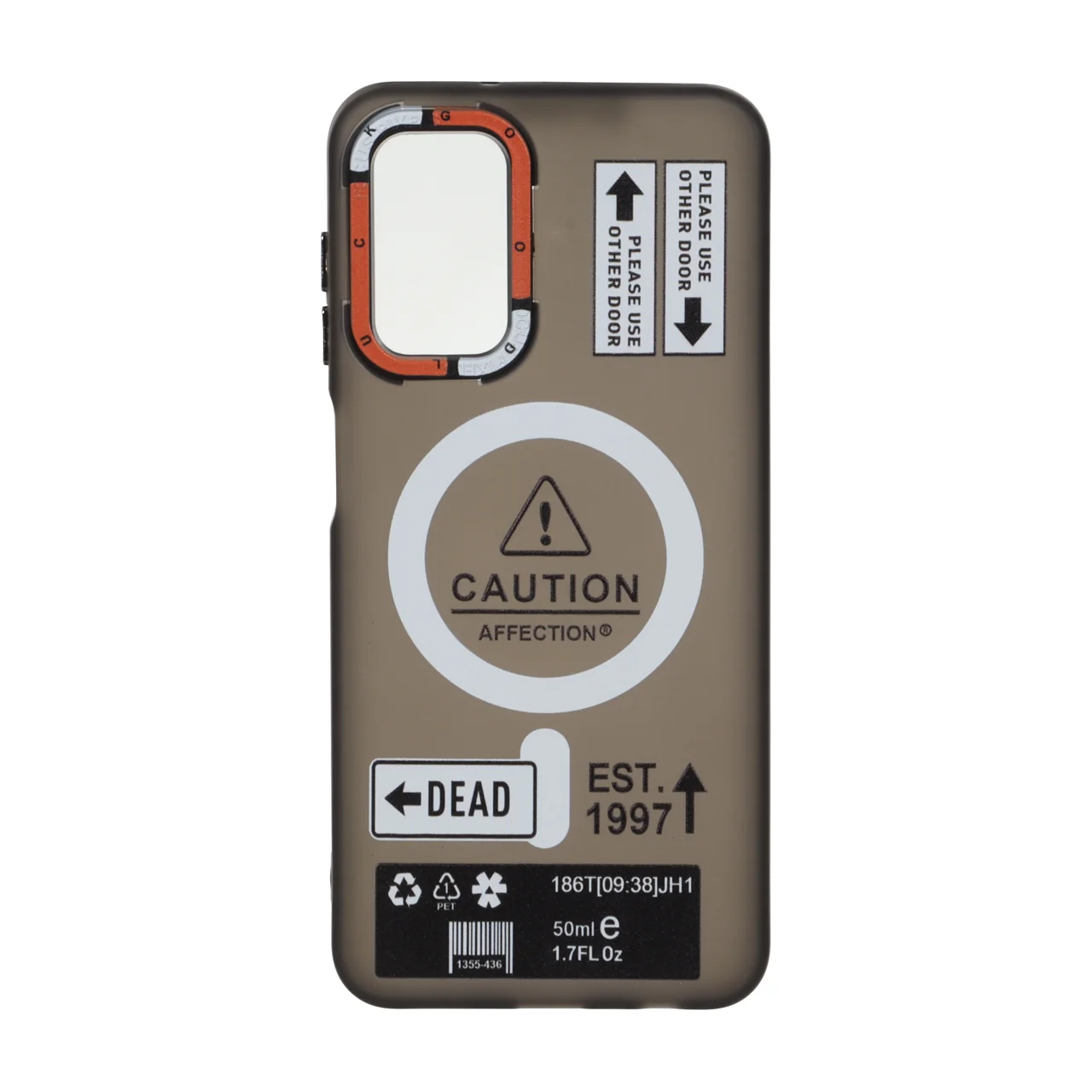 قاب طرح Caution مات مگ سیف دکمه متال مناسب برای سامسونگ گلکسی A13 4G / A13 5G / A04s / M13 4G / M23 / F13