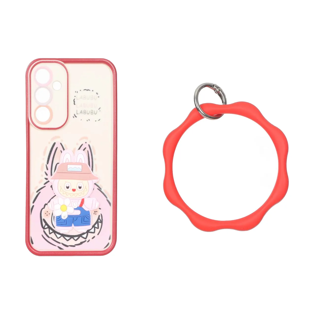 قاب Solid Case عروسک برجسته النگویی محافظ لنز رنگی Samsung Galaxy A54 - طرح 494