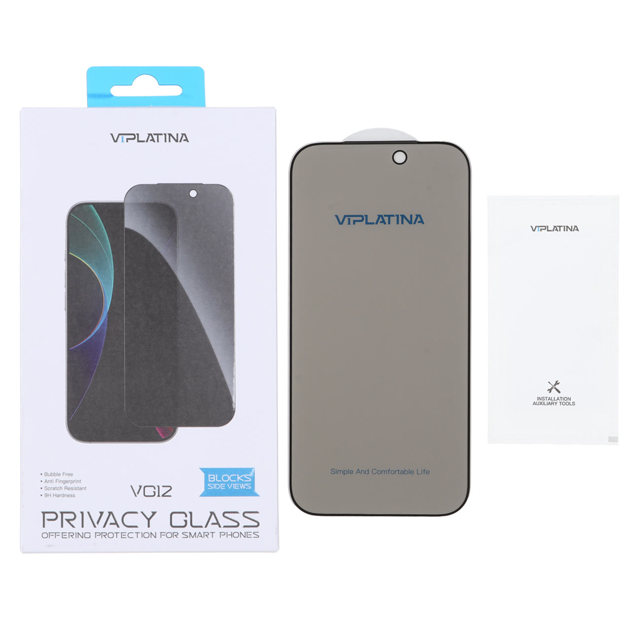 محافظ صفحه نمایش شیشه ای اورجینال پرایوسی VIPLATINA مدل VG12 مناسب برای آیفون 17 پرو (پک دار)