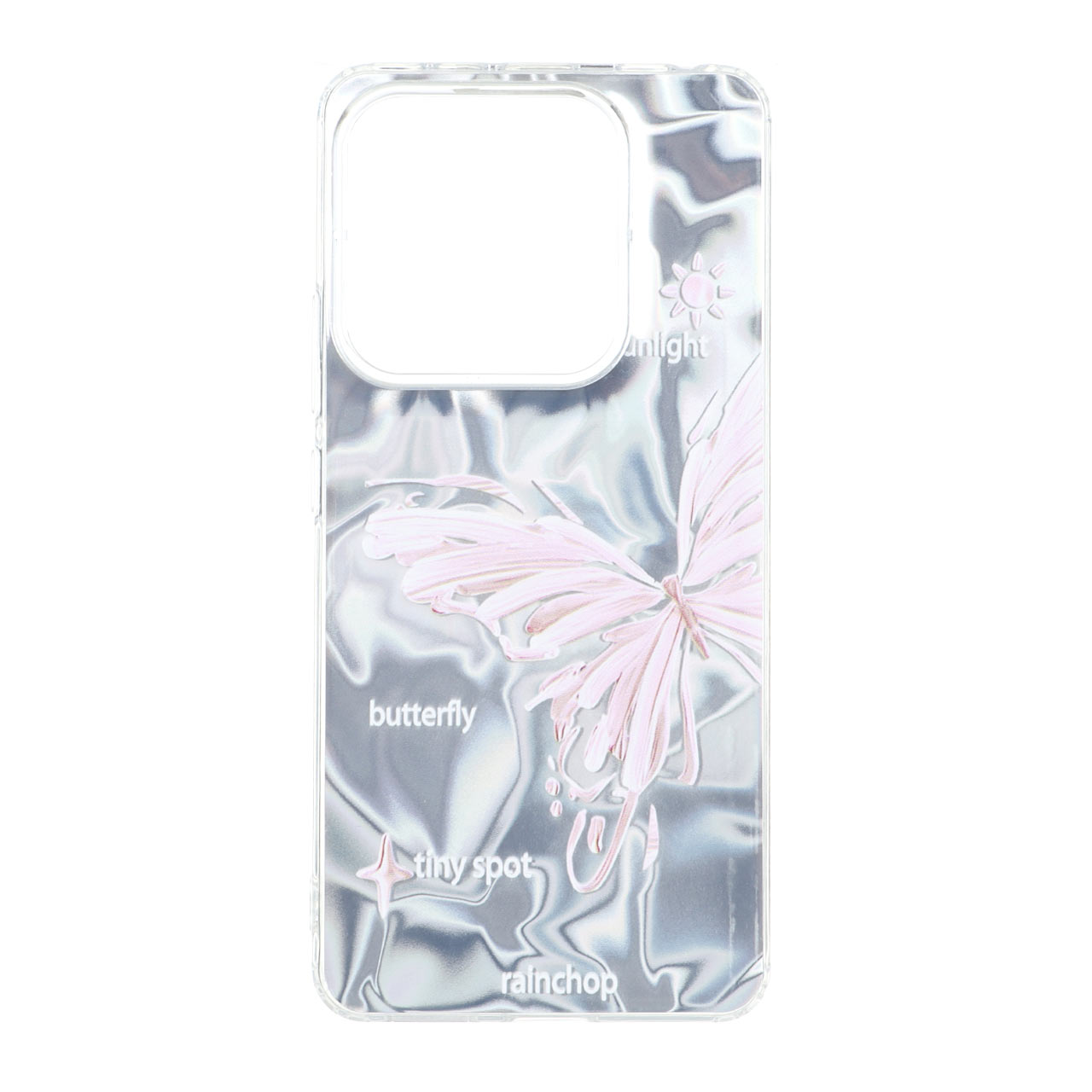 قاب طرح پروانه Silver Cloud دور ژله ای مناسب برای شیائومی ردمی نوت 14 4G