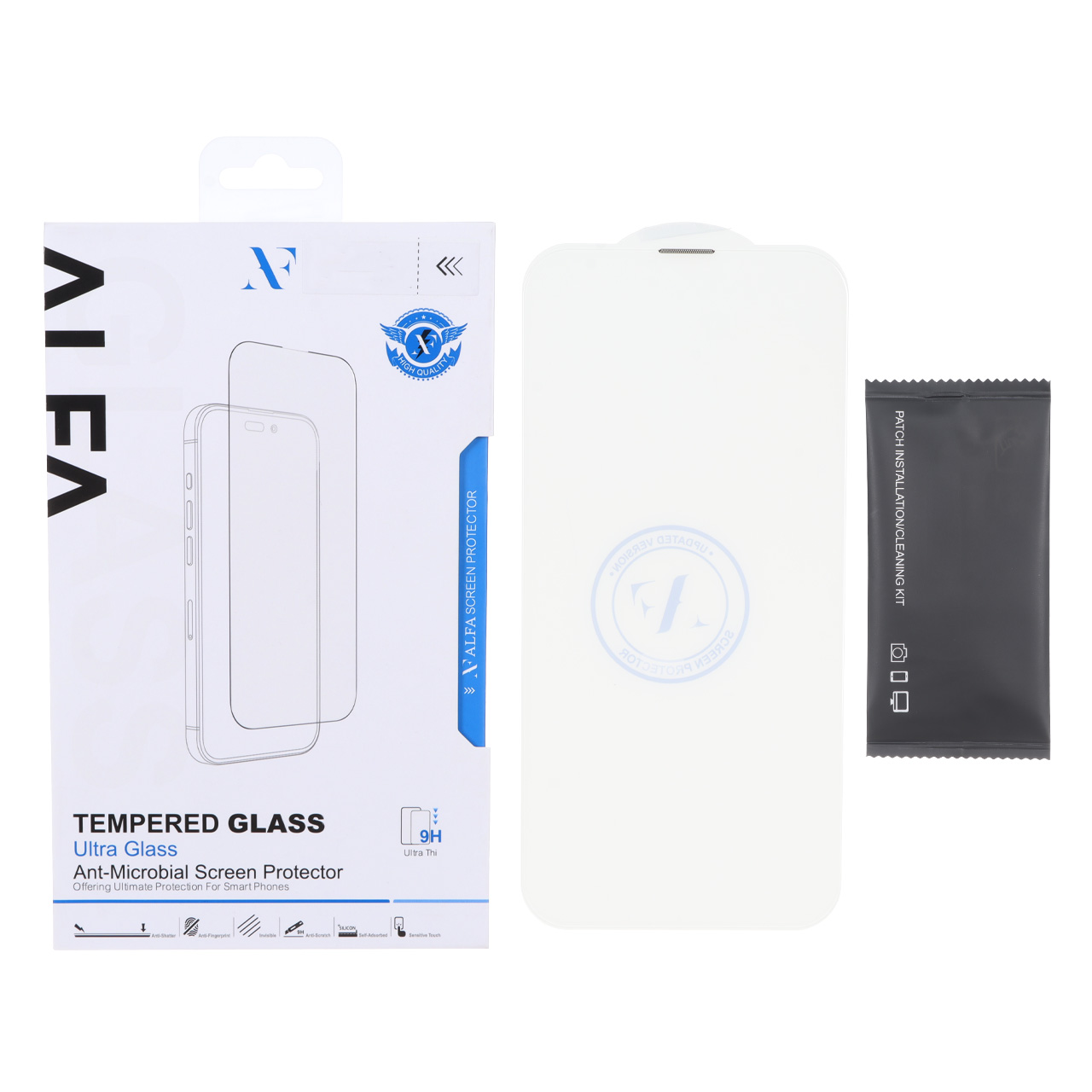 محافظ صفحه نمایش شیشه ای آلفا مدل Ultra Glass مناسب برای آیفون 13 پرو مکس و آیفون 14 پلاس