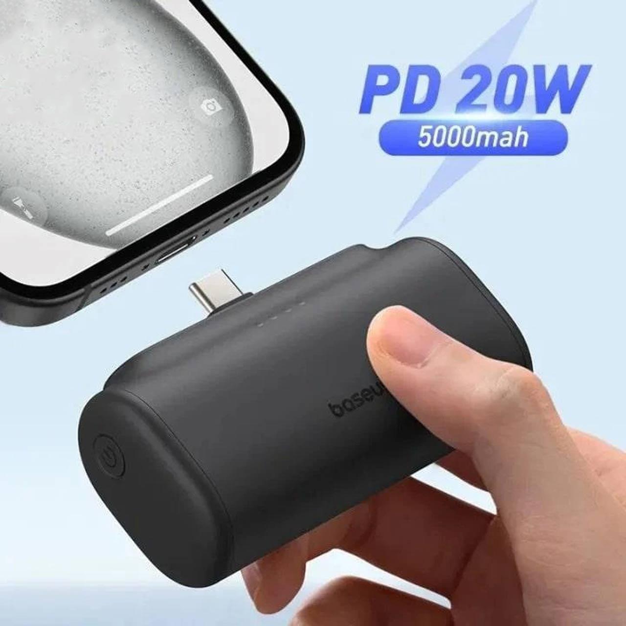 پاوربانک 20 وات 5000 میلی آمپر (فست شارژ) Baseus مدل PPWC05T - مشکی (آونگ)