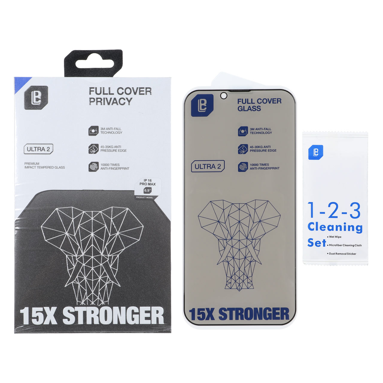 محافظ صفحه نمایش شیشه ای تمام صفحه پرایویسی Lanbi مدل 15X Stronger مناسب برای آیفون 13، آیفون 13 پرو و آیفون 14