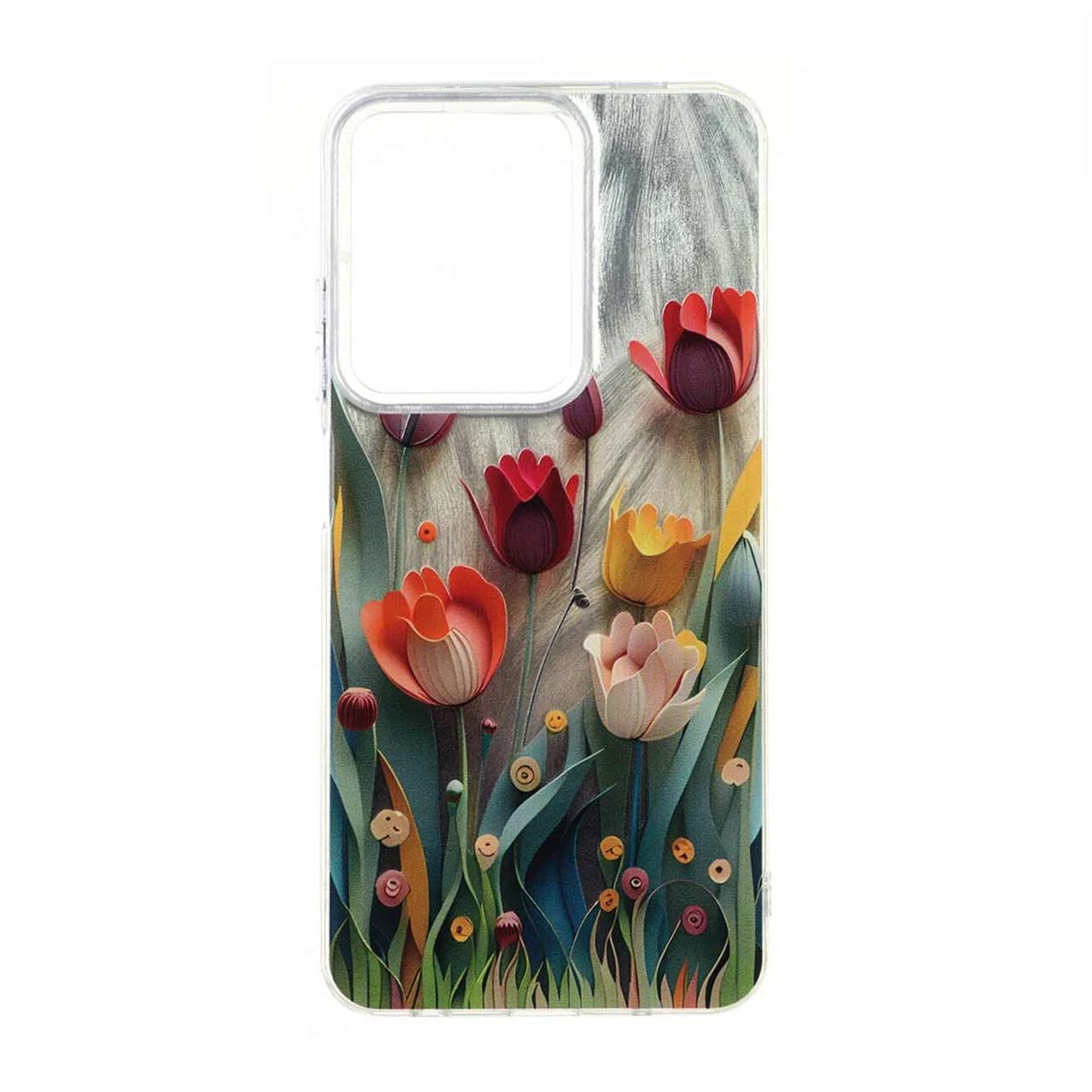 قاب طرح گل‌های اطلسی Flower دور شفاف مناسب برای شیائومی ردمی A5 و پوکو C71
