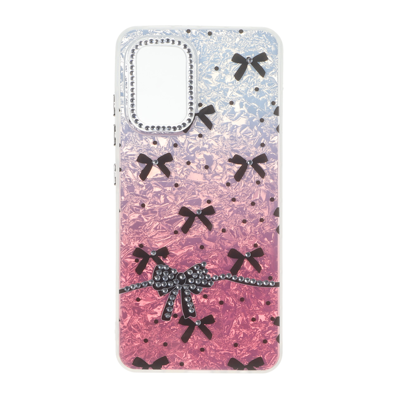 قاب ice پاپیونی نگین دار دور مات Samsung Galaxy A32 4G - صورتی