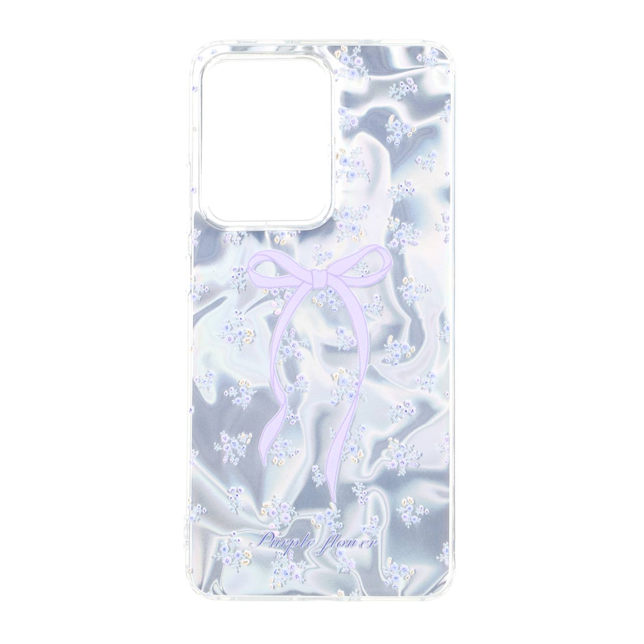 قاب طرح Silver Cloud پاپیون و گل‌های بنفش دور ژله‌ای مناسب برای شیائومی پوکو X7 پرو