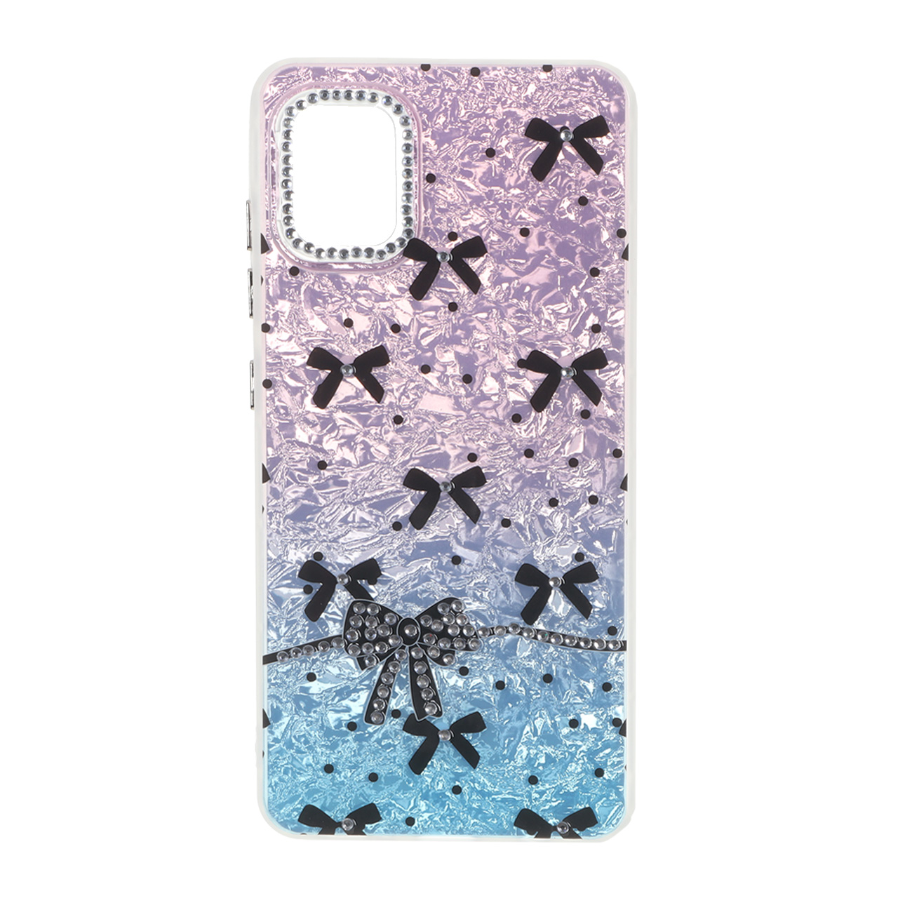 قاب ice پاپیونی نگین دار دور مات Samsung Galaxy A51 / M40s - صورتی آبی