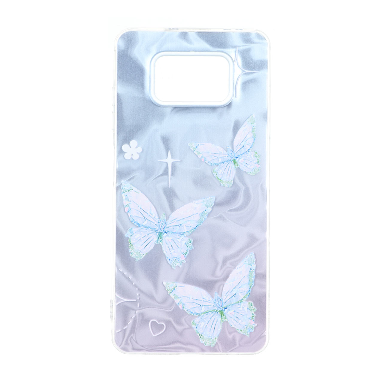 قاب طرح ابر نقره‌ای و پروانه دور ژله‌ای مناسب برای شیائومی پوکو X3، پوکو X3 پرو و پوکو X3 NFC