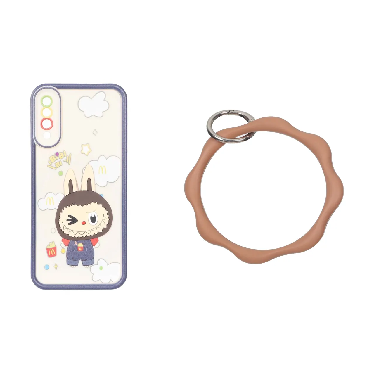 قاب طرح Solid Case عروسک برجسته النگویی محافظ لنز رنگی مناسب برای سامسونگ Galaxy A70 / A70s