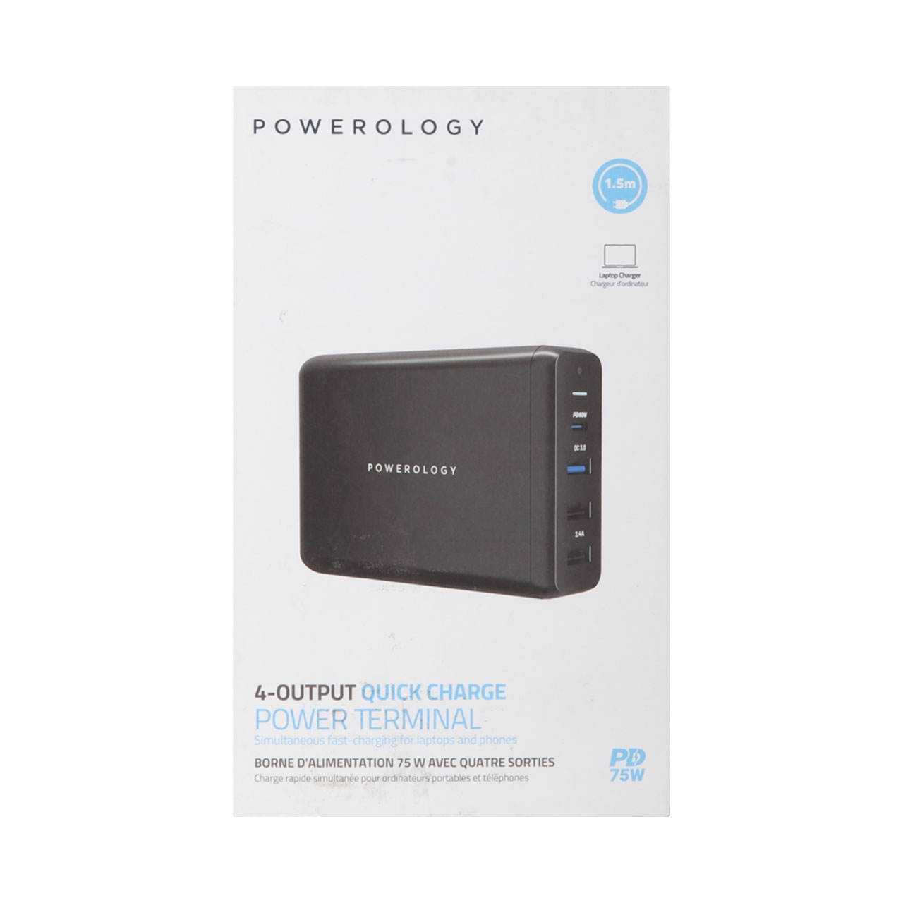 شارژر رومیزی 75 وات PD و فست چهار پورت Powerology مدل PWCUQC001
