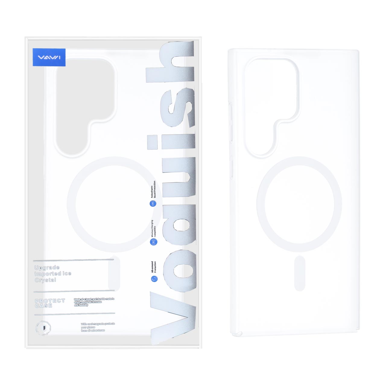 قاب اورجینال Vawi مات لنز برجسته MagSafe مدل Samsung Galaxy S24 Ultra - سفید (پک دار)