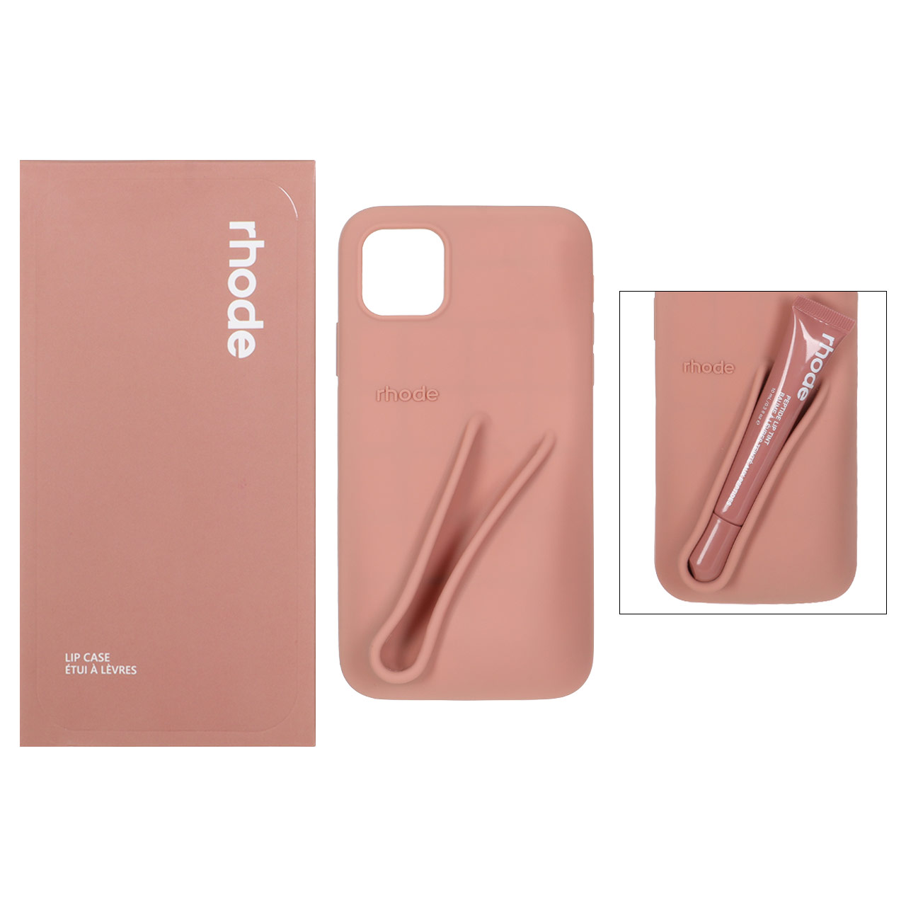 قاب سیلیکونی پاک کنی اورجینال rhode با ست لیپ گلاس Apple iPhone 11 Pro Max - کرم نارنجی