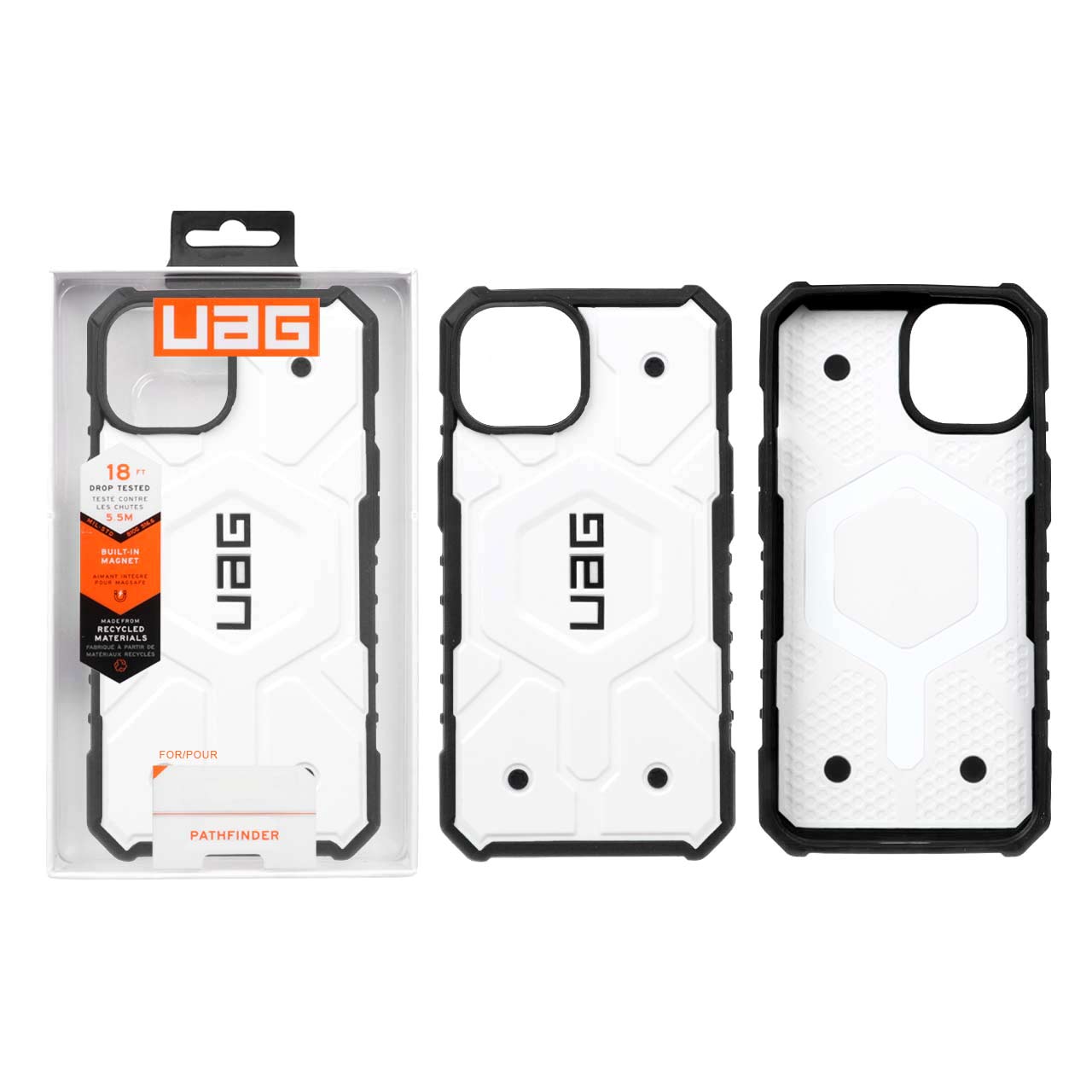 قاب UAG مدل Pathfinder ضد ضربه با مگ سیف مخفی سفید مناسب برای آیفون 13 و آیفون 14